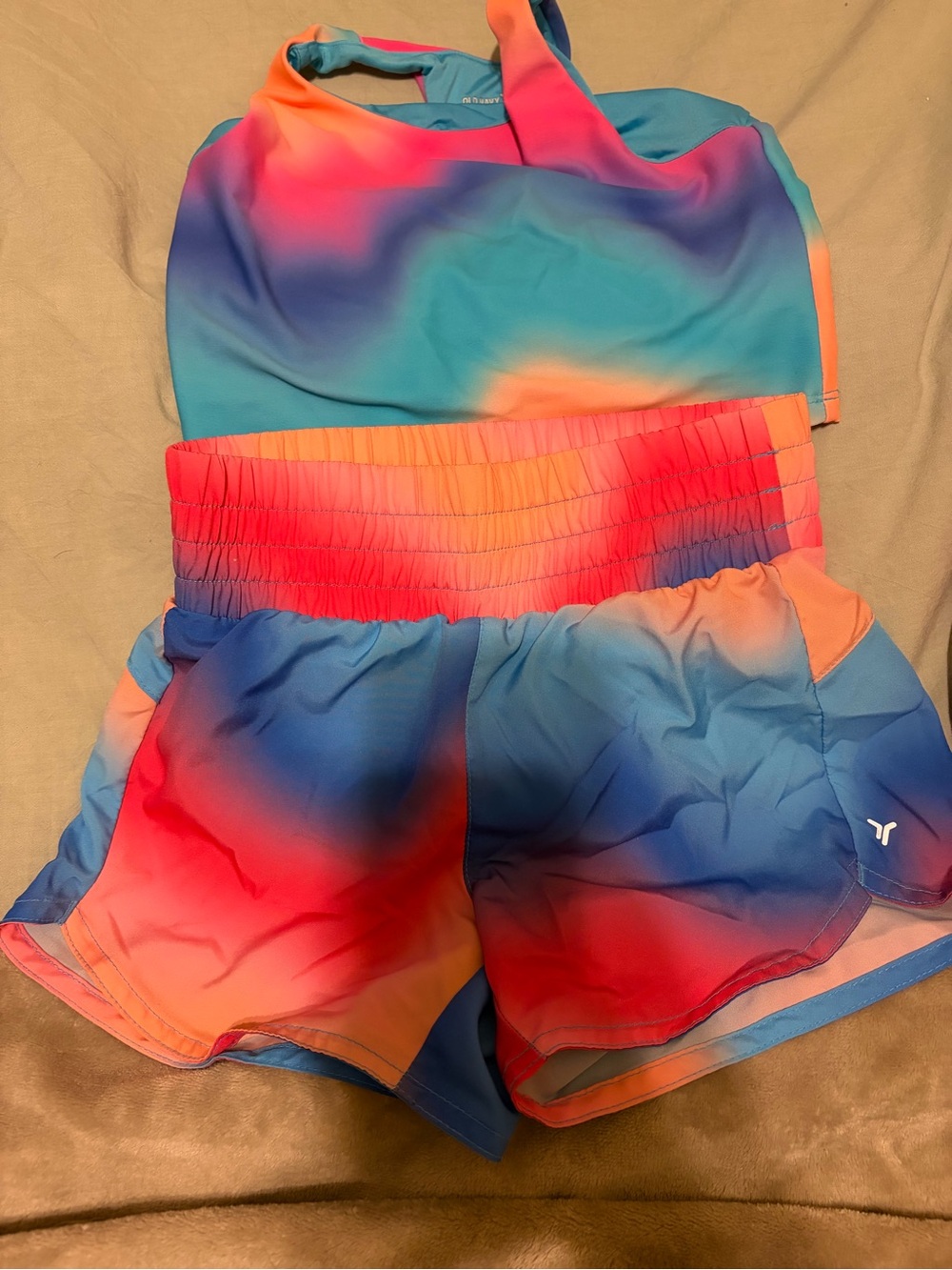 Old Navy Active Girls Tie-Dye Crop Tank & Shorts Set in Blue, Pink, Purple